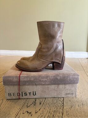 Bed|Stu Cobbler Series Iris Tan Leather Heeled Ankle Boots